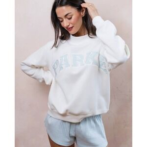 PARKE Sweatshirt Bridal Varsity Mockneck Honeymoon Womens L/XL NWT